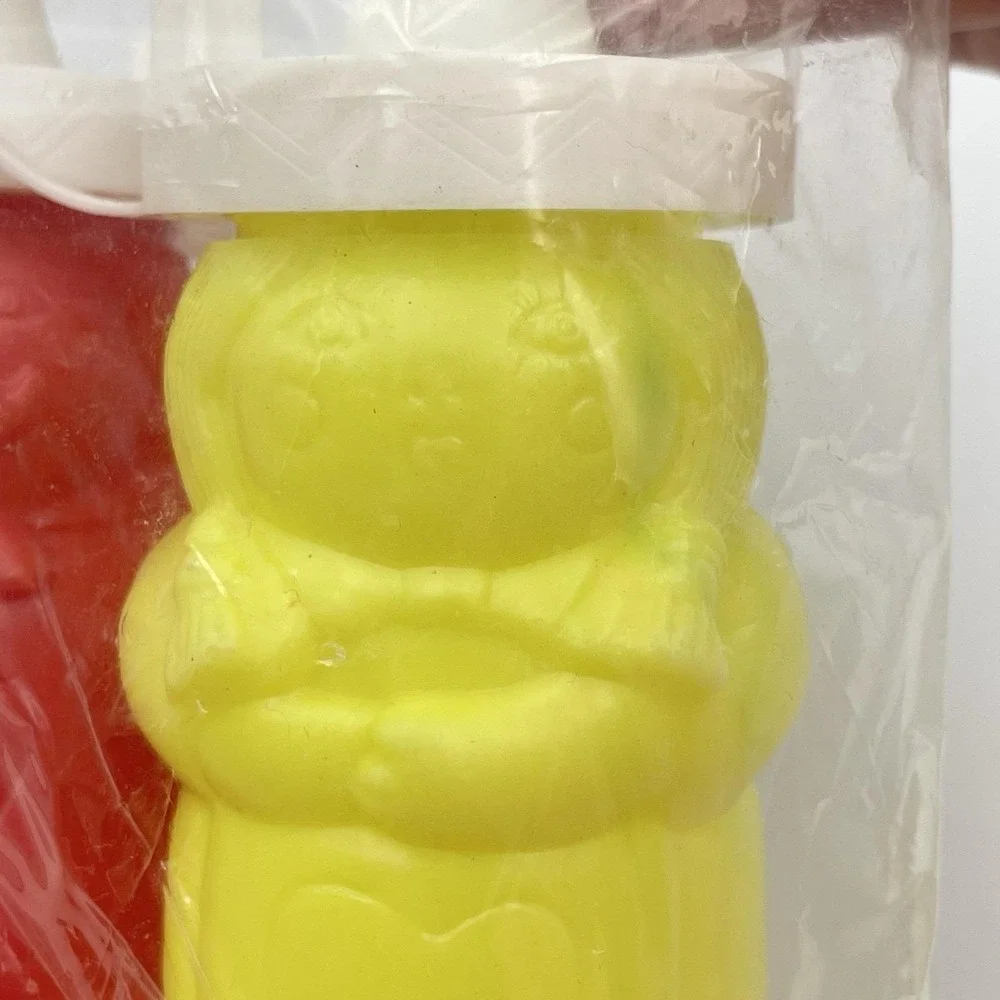 Vintage 1990s Hartin Squeezable Ketchup Mustard Set‎ Novelty Figure Bottles NIP